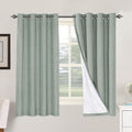 H.VERSAILTEX Linen Blackout Curtains 63 Inches Long 100% Blackout Thermal Insulated Textured Linen Look Curtain Draperies Anti-Rust Grommet, Energy Saving with White Liner, 2 Panels, Green Bay