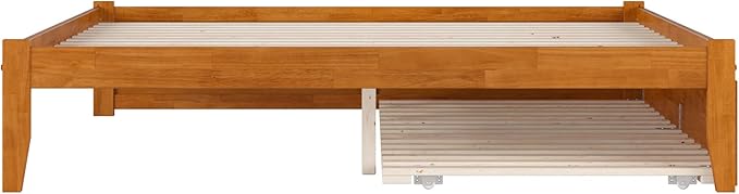 AFI Concord King Solid Wood Platform Bed with Footboard & Twin XL Trundle in Light Toffee