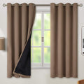 BGment Total Thermal Insulated 100% Blackout Curtains for Bedroom with Black Liner, Double Layer Full Room Darkening Noise Reducing Grommet Curtain (52 x 63 Inch, Taupe, 2 Panels)