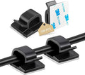 Abnii 100PCS Adhesive Cable Clips, Wire Holder Organizer Cord Management, Cable Staples Outdoor Strong Cord Clips for Wall, Desk, Christmas Lights, String Lights, TV PC Ethernet Cable, Black Small