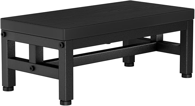 Y&M One Step Stool for Adults Kids, Adjustable Non-Slip Foot Stool with Sturdy Metal Frame, Bed Step for High Beds, Portable Step for Kitchen, Bathroom, Bedroom, Living Room – Black