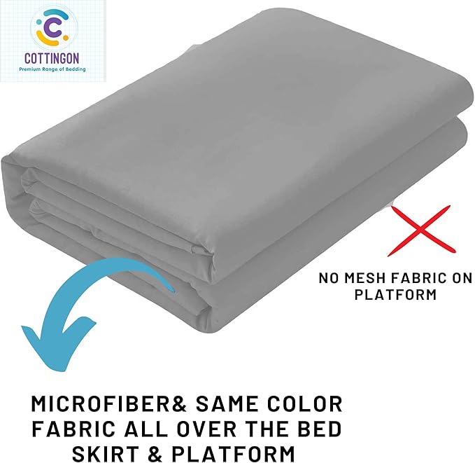 Cottingon Ruffled Bed Skirt with Split Corners-Dust Ruffle - 16" Drop 100% Microfiber Soft,Sheen & Luxurious Look - Bed Skirts (Light Grey -King)