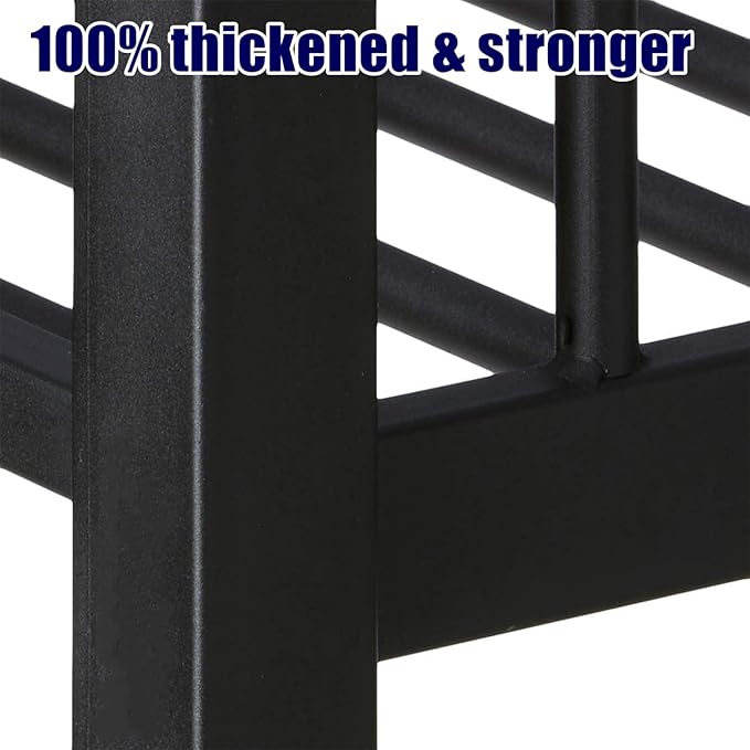 Higher Quality & Stronger Heavy Duty Metal Bunk Bed Frame Twin Over Full Size with Twin Size Trundle for Adults Teens, Thickened More Stable Steel Bunkbed (Twin Over Full with Trundle)