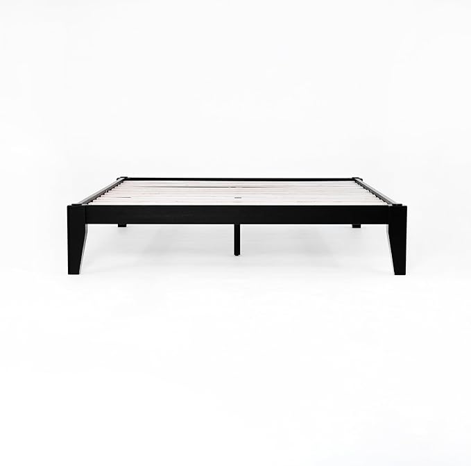 Thor Premium Solid Wood Bed Frame Twin XL, Platform Bed, Japanese Joinery Bed Frame, Wood Slat Support, No Box Spring Needed, Easy Assembly, Minimalist & Modern Style (Midnight Charcoal)