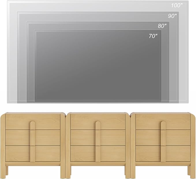 WAMPAT 3 in 1 9 Drawer Dresser for Bedroom, 94.5" Wide Mid Century Modern Wide Chest of Drawer, Wood Tall Nightstand with Curved Edge Handles, Closet Dresser TV Stand for Bedroom, Oak