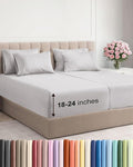 Extra Deep Split King Sheet Set - 7 Piece Breathable & Cooling Sheets - Hotel Luxury Bed Sheets Set - Easy Fit - Soft, Wrinkle Free & Comfy Sheets Set - French Grey Sheet Set with Extra Deep Pockets