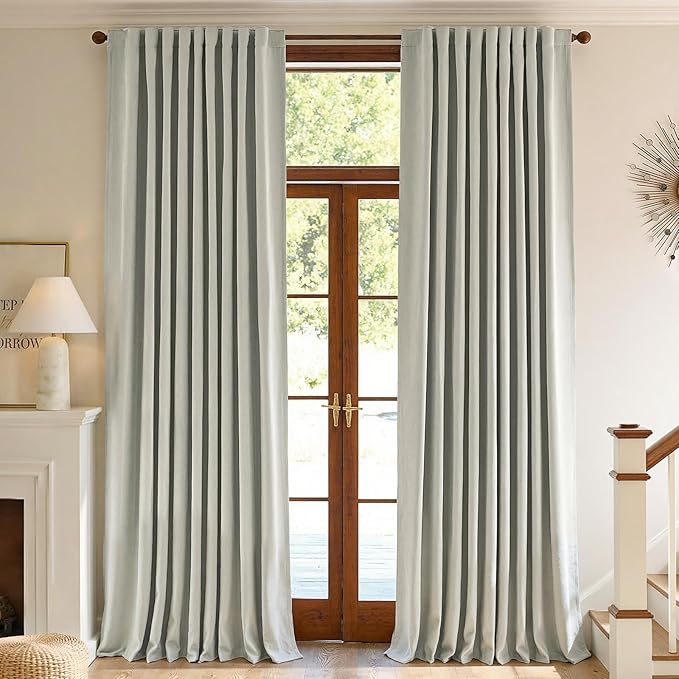 jinchan Chenille Blackout Curtains 108 Inches Long Light Grey Thermal Insulated Curtains for Living Room Bedroom 2 Panels Noise Reducing Drapes Back Tab Full Privacy Window Curtains 50x108 Inch