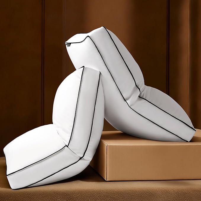 Firm Goose Feather Down Pillow King Size Set of 2, Down Surrounded Hotel Collection Bed Pillows for Sleeping with 3 Inch Gusset, 2 Pack, Fluffy Plush for Side Sleepers 20x36 in.