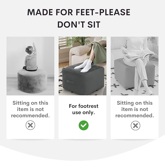 MeMoreCool Square Stuffed Pouf Ottoman Foot Rest, Floor Pouf Foot Stool with Foam Chunk Filling, Soft Stuffed Ottoman Footrest for Living Room