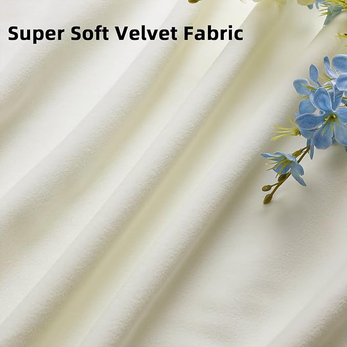 Joydeco White Velvet Curtains 108 inch Length 2 Panels, Luxury Blackout Rod Pocket Thermal Insulated Window Curtains, Super Soft Room Darkening Drapes for Living Dining Room Bedroom,W52 x L108 inches