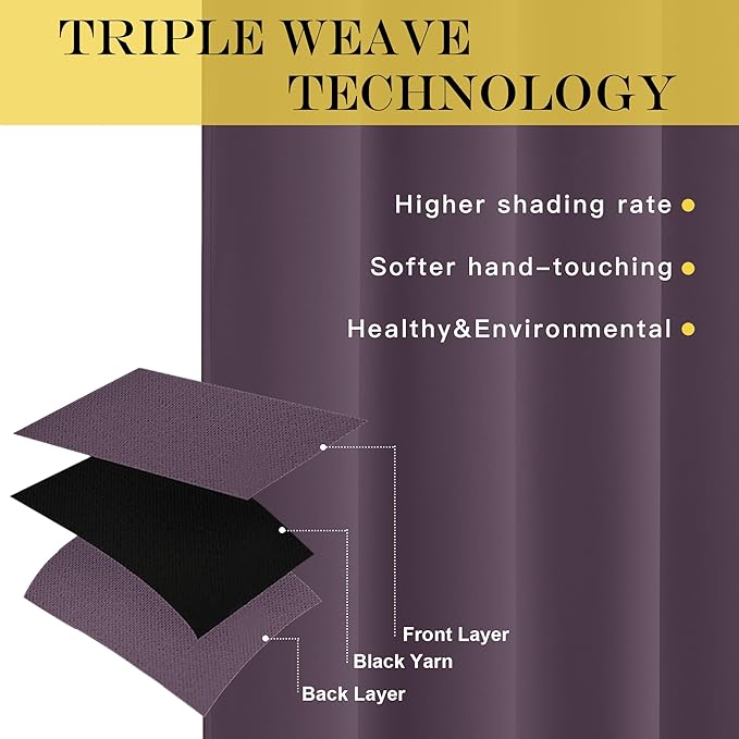 NICETOWN Patio Door Curtain 84 inches Long, Grommet Room Divider Curtain Panel Thermal Insulated Room Darkening for Bedroom/Office, Plum, W100 x L84, 1 Panel