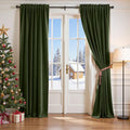 Lazzzy Velvet Blackout Curtains Thermal Insulated Room Window Drapes Super Soft Luxury Curtains for Living Room Bedroom Rod Pocket 2 Panels, Moss, 52" W x 108" L