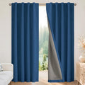 Joydeco Blackout Curtains for Bedroom - 96 Inch Long 100% Light Blocking 2 Panels Navy Blue Drapes, Thermal Insulated Room Darkening Curtains, Linen Textured for Living Room, Rod Pocket & Back Tabs