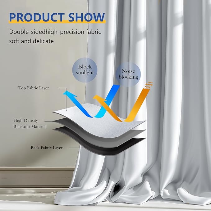Room Divider Blackout Curtain Track Curtains Wall Dividers Panels Screen for Living Rooms Bedroom Office Privacy Partition Separation, W100 × L108 Inch,1 Panel, White
