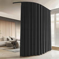 Room Divider Curtains with Ceiling Curtain Track Set Window Curtain for Bedroom,Living Room Total Blackout Thermal Insulated Privacy Ceiling Track Curtain W 12 × H 8 FT Black drape&Black track
