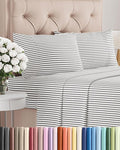 Twin 4 Piece Sheet Set - Cooling, Comfy & Breathable - Hotel Luxury Bedding, Includes Fitted Sheet for Women, Men, Kids & Teens - 1 Flat, 1 Fitted Sheet, 2 Pillowcases w/Deep Pockets - Grey Stripes