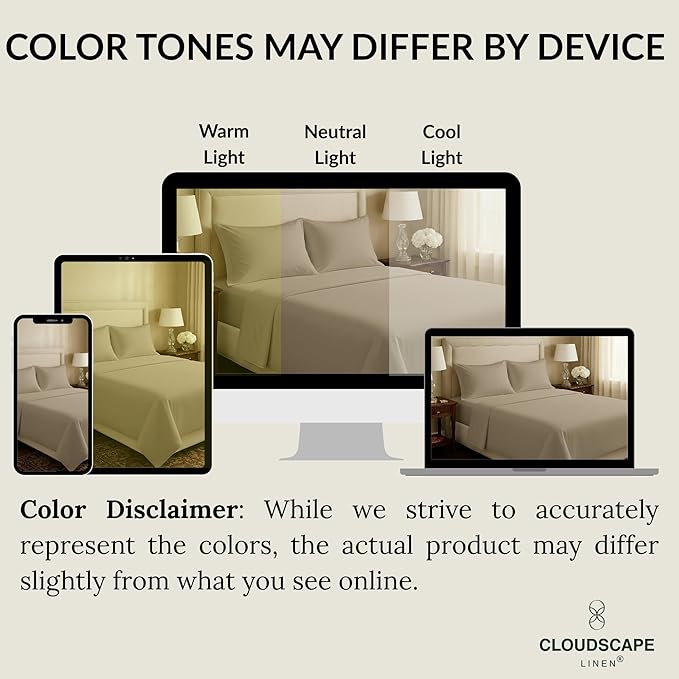 Cloud Scape Linen 100% Egyptian Cotton Sheets Full Size, 4 Pieces Luxury Bedding Set, 400 Thread Count,Hotel Quality, Silky Soft, Deep Pockets up to 17, Taupe