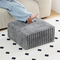 Tiita Suqre Stuffed Pouf Ottoman, Stripe Poufs 21×21×10 inch with Foam Chunk Filling, Floor Bean Bag Floor Chair Storage for Living Room Bedroom Home Decor, Grey