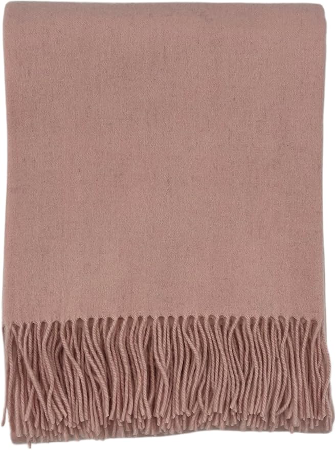 Alashan Cashmere Blend Ripple Finish Woven Throw (Pink Sands)