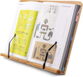 Large A+ (15.4 x 11) Inch XL Bamboo Book Stands & Holders for Reading Hands Free in Bed,Cookbook,Textbook,Law,with 6 Adjustable Height Document Stand