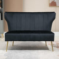 50’’ Armless Loveseat Sofa, Comfy Upholstered Velet Small Couch Sofa with Gold Legs, 2 Seater Tufted Modern Couch for Living Room, Bedroom, Apartment Small Space (Black)