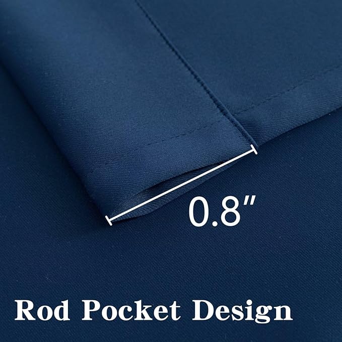 Blackout Curtains for Bedroom 1 Panel, Custom Curtains Thermal Insulated Navy Blue, Rod Pocket Room Darkening Drapes for Living Room Windows Luxury Decor(Custom Size,Navy Blue)