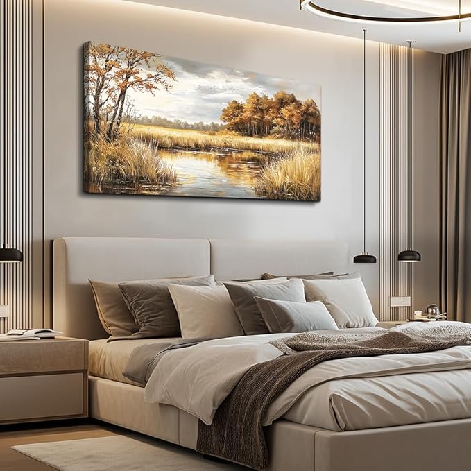 ERQINHUA Large Canvas Printing Picture Wall Decor Painting Wall Art For Living Room Dining Room Decoration Lake Surface Landscape Painting Farmhouse Bedroom Office Mural Artwork Home Decor 24x48 In