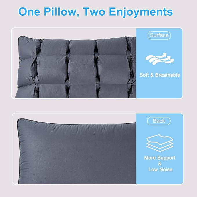 YOUR MOON Soft Pillow Standard for Sleeping, Super Soft Support Down Alternative Pillow, 100% Cotton Shell Luxury Comfy Fluffy Bed Pillows for Sleep(Gray)