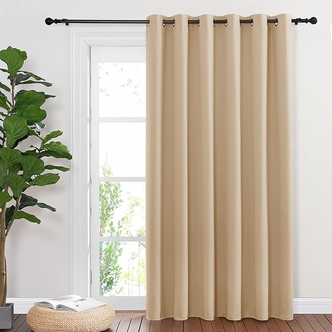 NICETOWN Sliding Door Blinds Window Treatment, Blackout Patio Door Curtain Panels, Privacy Thermal Drapes for Department (Biscotti Beige, W80 x L84)