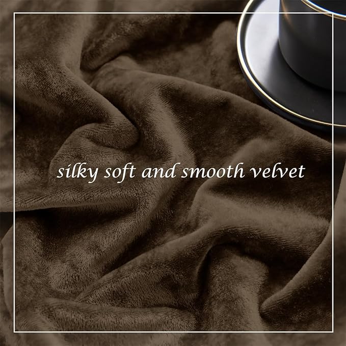 SMILETIME Chocolate Crushed Velvet Curtains 52x96 inch Luxurious Thermal Insulated Soundproof Drapes for Living Room Bedroom Office Soft and Durable Light-Filtering Window Treatments, 2 Panels