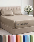 Extra Deep Twin XL Sheet Set - 4 Piece Breathable & Cooling Sheets - Hotel Luxury Bed Sheets Set - Easy Fit - Soft, Wrinkle Free & Comfy Sheets Set - Heathered Beige Sheet Set w/Extra Deep Pockets