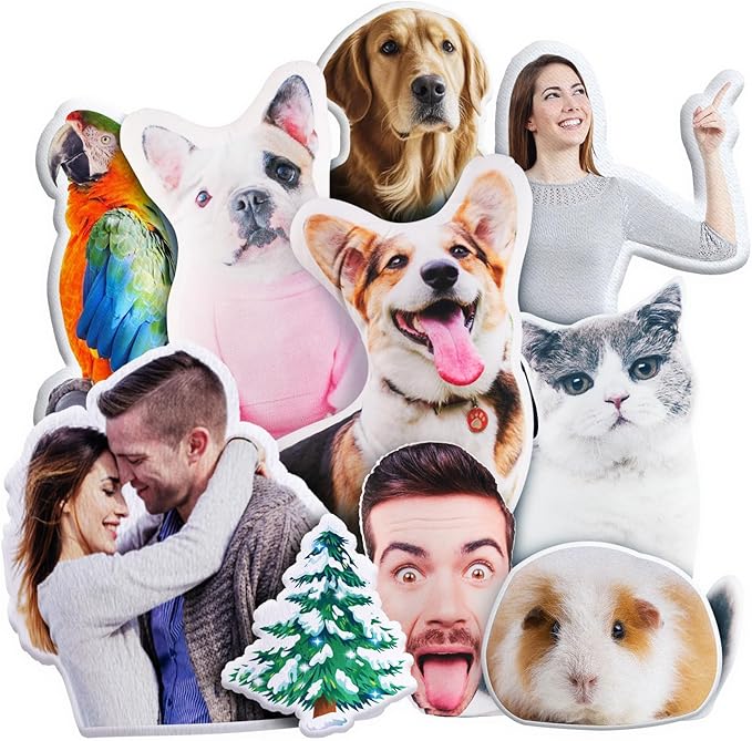 VEELU Custom Face Pillow Personalized Photo Body Pillows 3D Printing Head Body Shaped Pets Plush Stuffed for Home Sofa Decor Funny Valentine's Day Gag Gifts for Couples/Him/Her