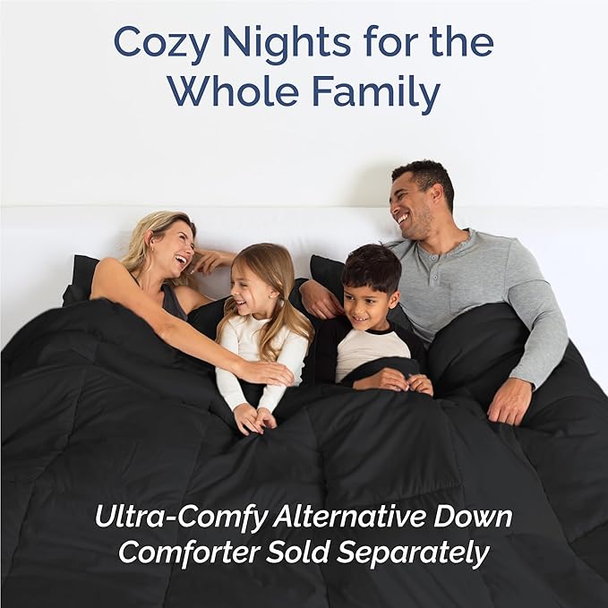 Full 6 Piece Sheet Set - Cooling, Comfy & Breathable - Hotel Luxury Bedding, Includes Fitted Sheet for Women, Men, Kids and Teens - 1 Flat, 1 Fitted Sheet, 4 Pillowcases with Deep Pockets - Black