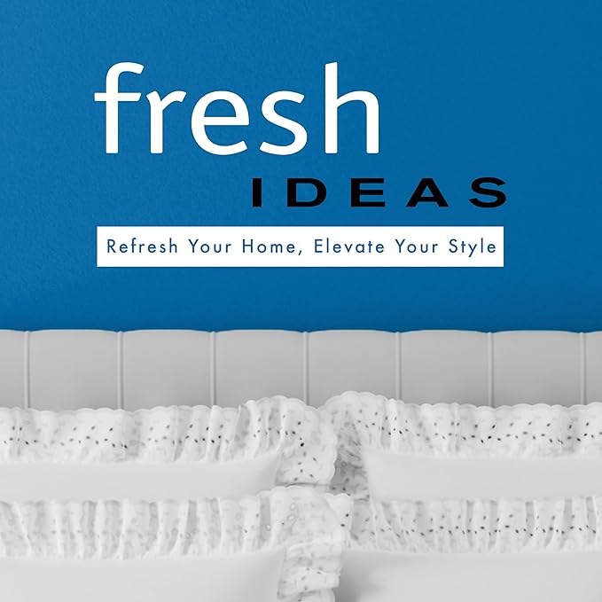 Fresh Ideas Eyelet Bed Skirt, Ruffled Design, 14 Inch Drop, Embroidered Scalloped Edge, Twin, White