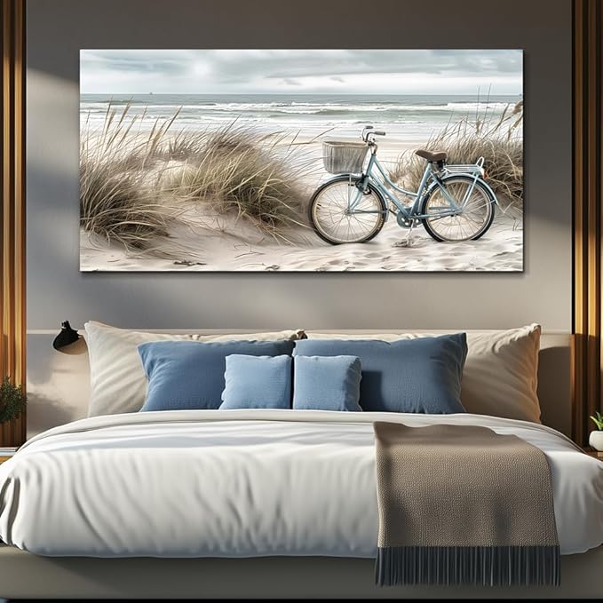 ERQINHUA Large Wall Canvas Picture Aesthetics Painting With Printed Wall Art For Restaurant Marine Beach Landscape Painting Wall Decor For Office Living Room Bedroom Home Decoration 30 X 60 Inches
