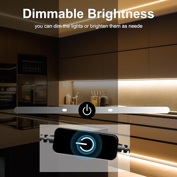 COB LED Strip,LED Strip Lights 5M/16.4ft,Touch Dimmable LED Strips,CRI90+,3000K Warm White cob led,1600LEDs,24V LED Tape Lights,Indoor for Bedroom, Kitchen, TV, Mirror,Cabinet