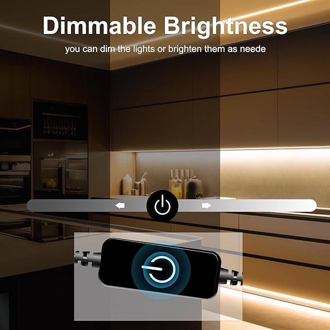 COB LED Strip,LED Strip Lights 3M/9.84ft,Touch Dimmable LED Strips,CRI90+,3000K Warm White cob led,960LEDs,24V LED Tape Lights,Indoor for Bedroom, Kitchen, TV, Mirror,Cabinet
