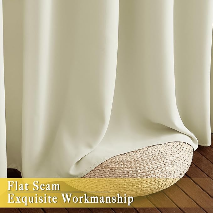 NICETOWN Room Darkening Beige Curtain 80 inch Length, Grommet Thermal Insulated Doorway Drape Blackout Curtain Sound Reducing for Bedroom/Living Room, 1 Panel, W46 X L80
