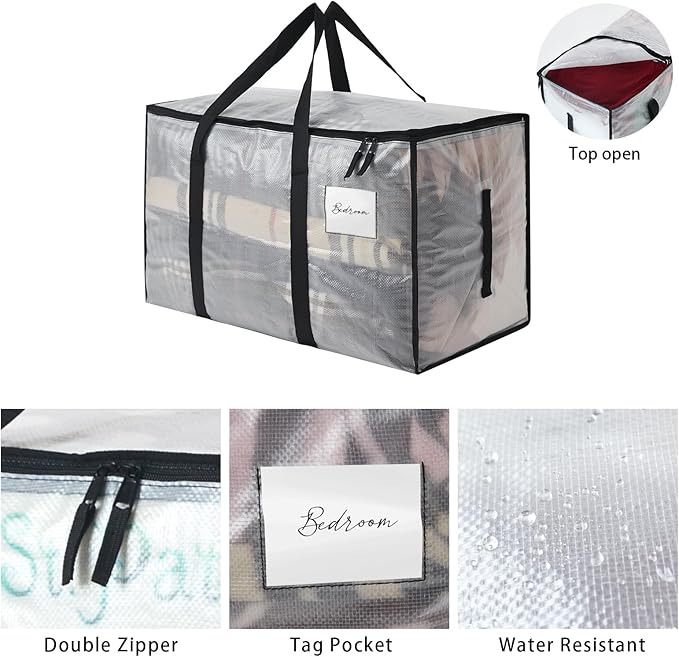 Heavy Duty 93L (24.5 Gallon) Stackable Storage Bins with Fully Openable Lids, Moving Bags Heavy Duty, Clear Plastic Totes for Moving Storage, Home Organization, Closet, Dorm Room 12 pack