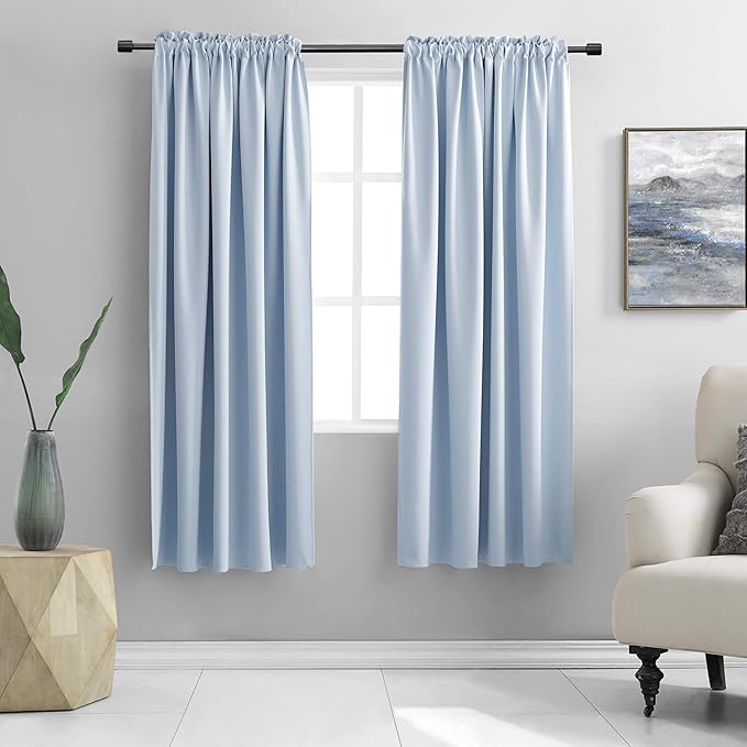 DONREN Dream Blue Room Darkening Thermal Insulated Curtains Drapes for Nursery,Rod Pocket Blackout Curtains for Bedroom(2 Pieces,52 inches Wide by 63 inches Long)