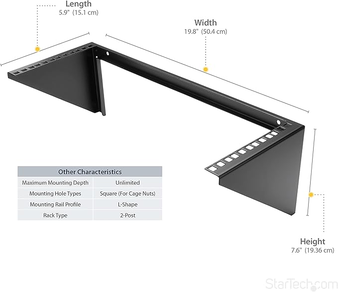 StarTech.com 4U Wall Mount Patch Panel Bracket - 19 inch Steel Vertical Mounting Rack for Network and Data Equipment, TAA (RK419WALLV)