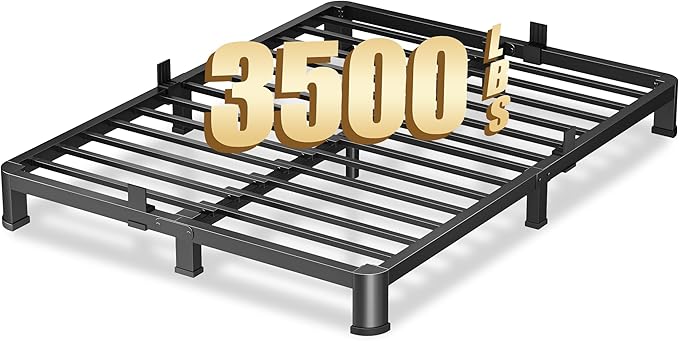 4 Inch King Heavy Duty 3500 lbs Bed Frame with Round-Corner Legs & Anti-Squeak Design – Quick Assembly Metal Platform, No Box Spring Needed
