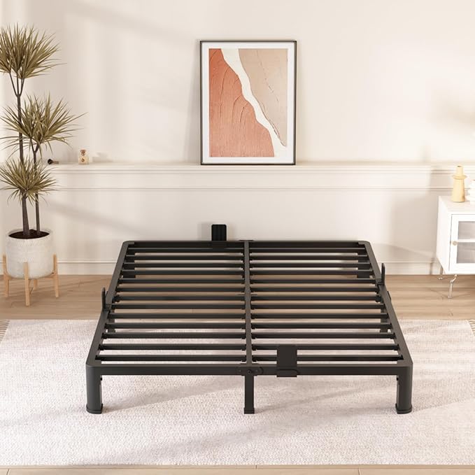 FUIOBYVV 6 Inch California King Bed Frame with Round Corner Edge Legs 3500 lbs Metal Heavy Duty Steel Slats Support No Box Spring Needed Platform Noise Free Easy Assembly