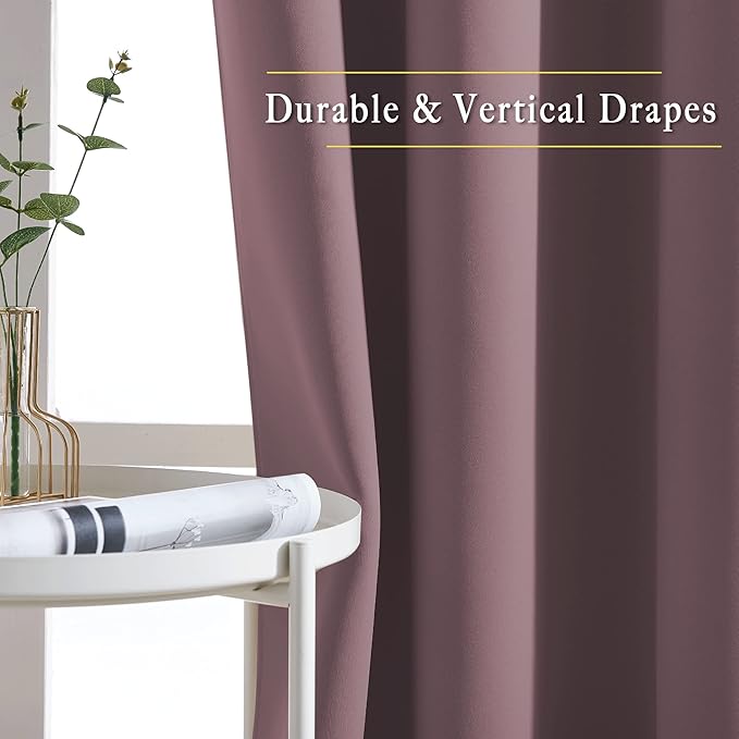NICETOWN Dry Rose Blackout Curtains 84 inch Length 2 Panels, Grommet Thermal Insulated Window Treatments Light & Sound Reducing Drapes for Living Room/Bedroom, W46 x L84