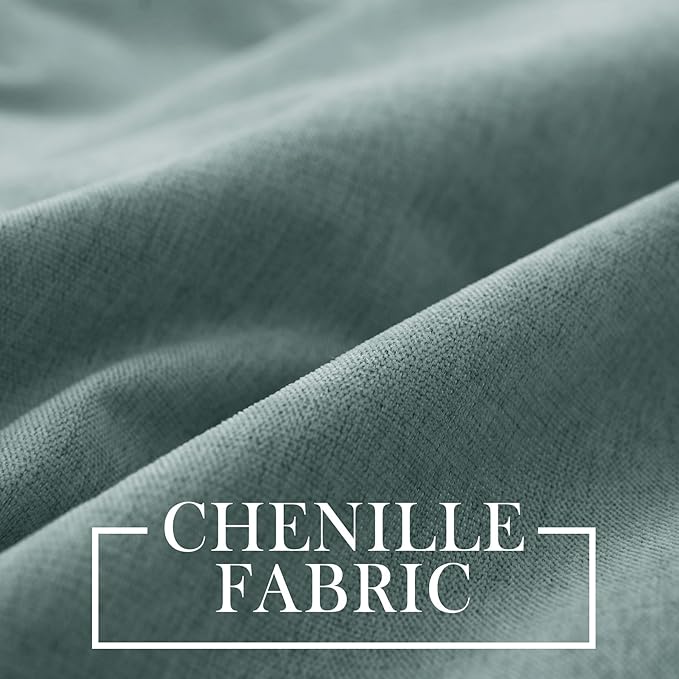 Macochico 100% Blackout Chenille Curtains Thermal Insulated Noise Reducing Velvet Draperies for Living Room Bedroom Hotel Teal Blackout Curtains Grommet Top with Tieback 84" Wx84 L 1 Panel