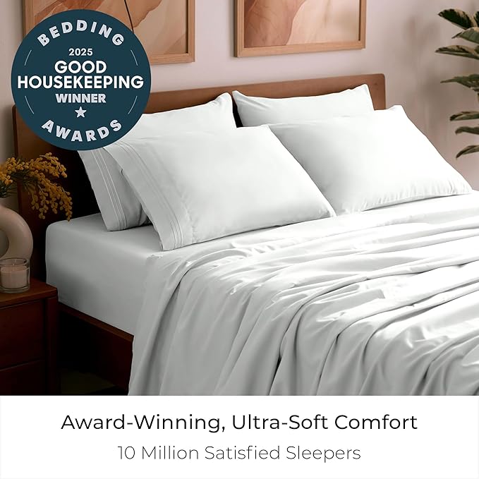 Mellanni Queen Sheet Set - 6-Piece Iconic Collection Bedding, (Including 4 Pillowcases), 21-Inch Extra Deep Pocket, Easy Care, Ultra Soft, Cooling Sheets, Brushed Microfiber - Ivory