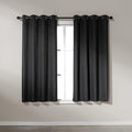 Amazon Basics Faux Linen Blackout Curtains for Bedroom and Living Room, 2-Piece Set with Grommets, 52" W x 63" L, Black