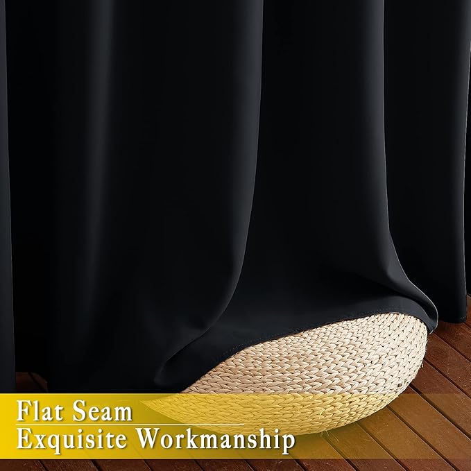 NICETOWN Blackout Curtain for Sliding Glass Door, Grommet Top Thermal Insulated Weighted Wide Drapes/Draperies for Bedroom/Living Room (Black, 80 by 95 inches, 1 Panel)
