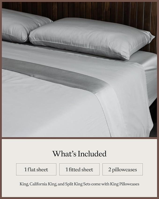 Cozy Earth Luxury Bed Sheet Set - 100% Viscose from Bamboo Fabric, Ultra-Soft & Breathable, Fits Regular & Deep Pocket Mattresses up to 20" - 4 Pieces Queen Sheet Set Gray