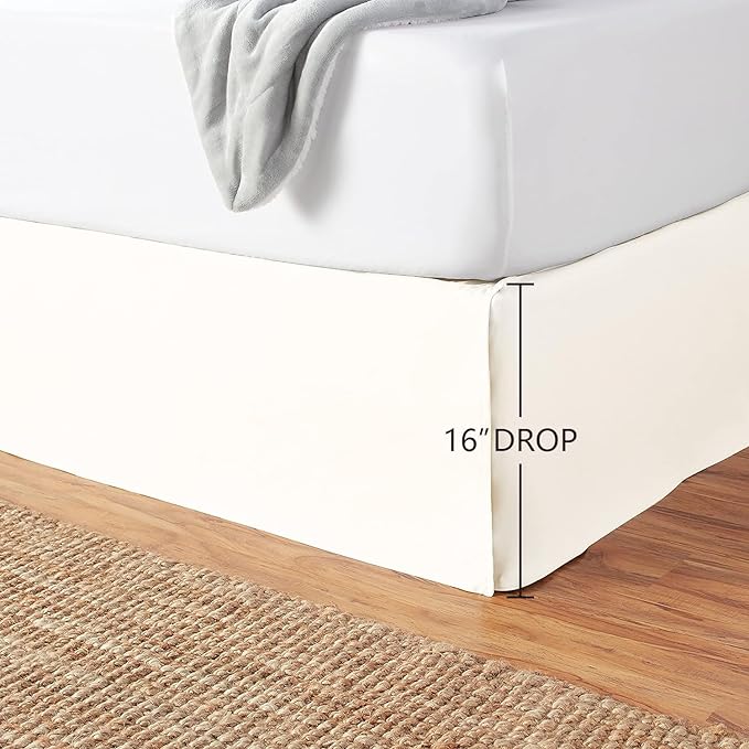 Amazon Basics Lightweight Pleated Bed Skirt, Full, Off White, Solid